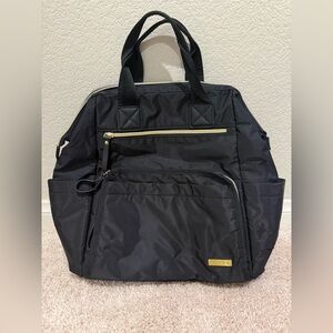 Skip Hop Black Diaper Backpack with Gold Accents